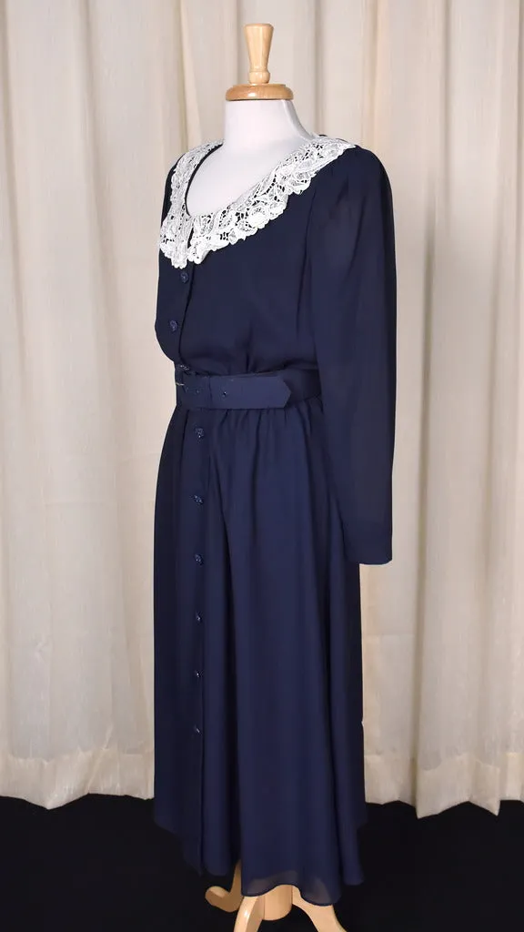 1940s Style Navy & Pearl Dress