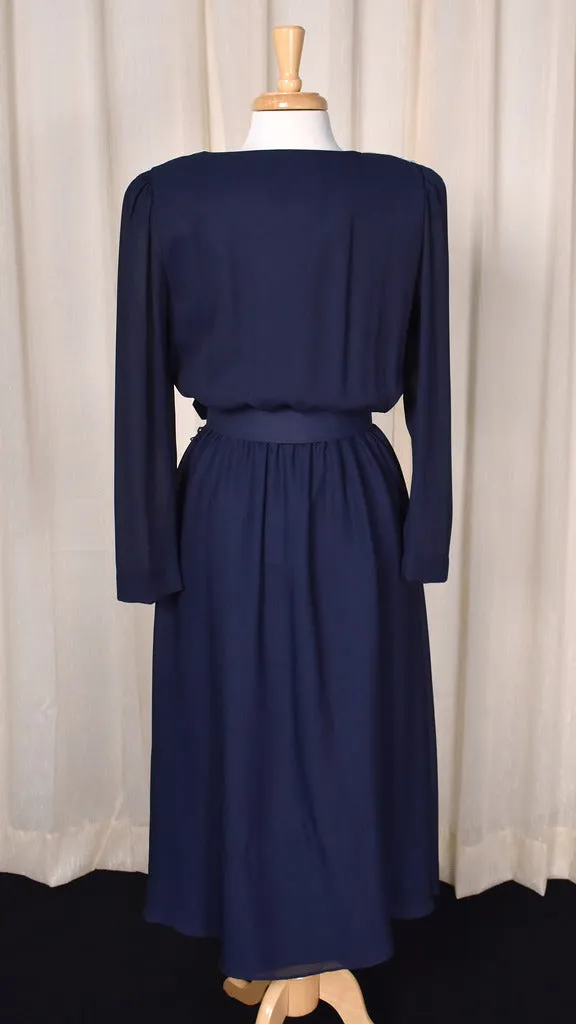 1940s Style Navy & Pearl Dress