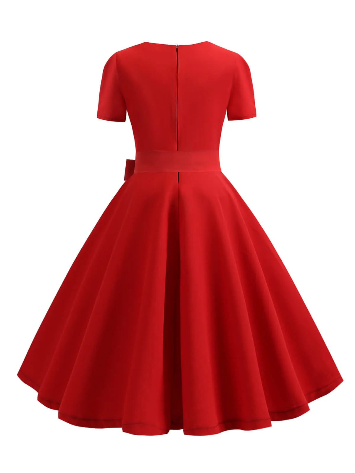 1950s Square Neck Short Sleeves Dress