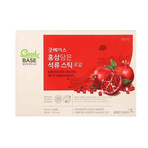 3 Boxes Good Base Korean Red Ginseng Pomegranate Sticks Royal 10ml x 30 Pouches Healthy Foods Korean Traditional Beauty Supplements