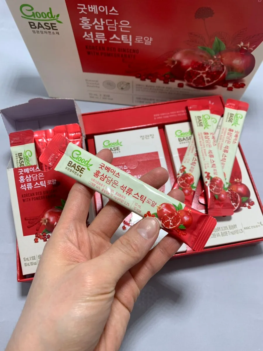 3 Boxes Good Base Korean Red Ginseng Pomegranate Sticks Royal 10ml x 30 Pouches Healthy Foods Korean Traditional Beauty Supplements