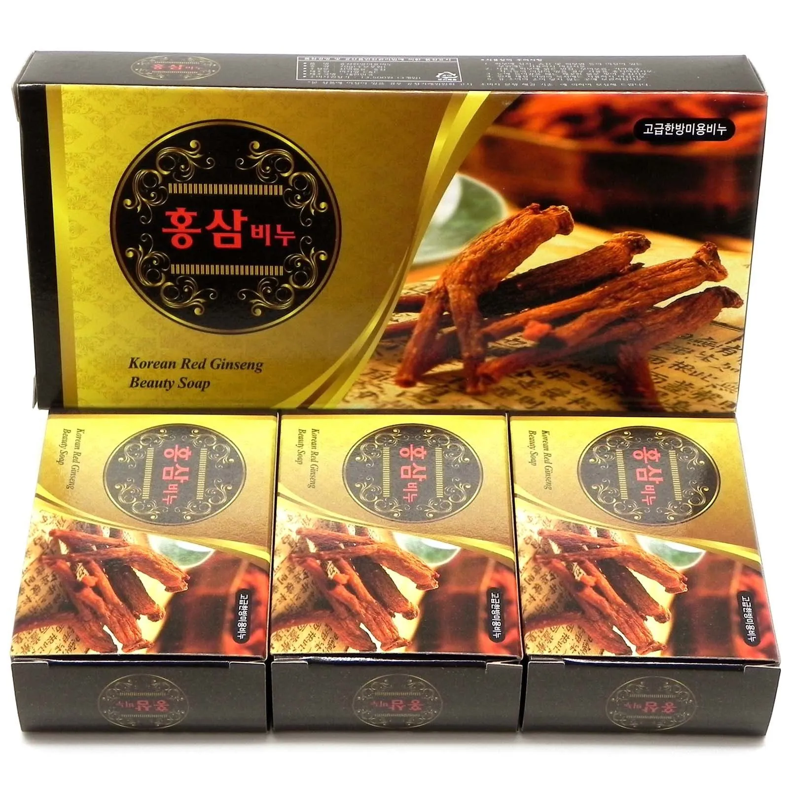 3 Boxes Korean Red Ginseng Beauty Bar Soaps Moisture Nourishment Cleanser Bath