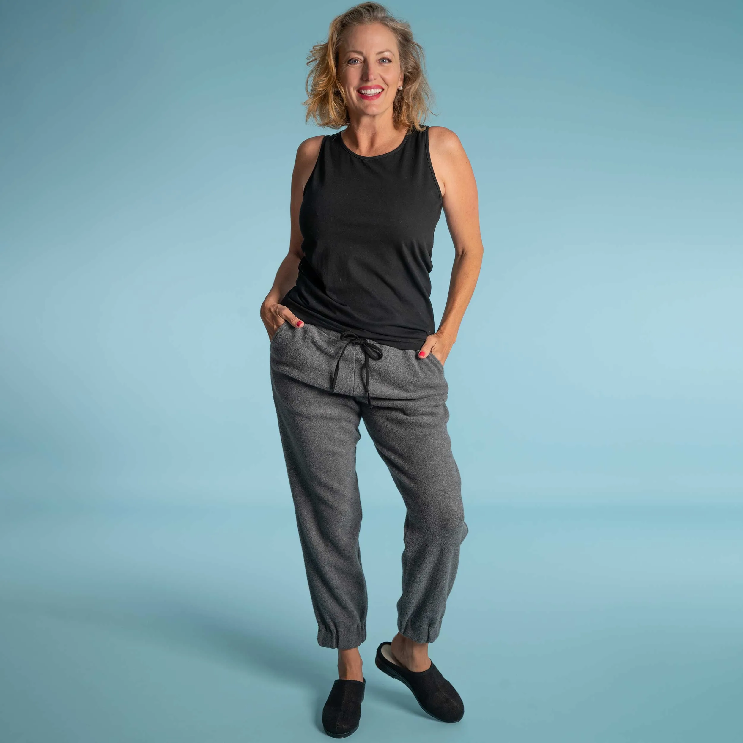 AMANDA 100% Organic Cotton Fleece Slim Jogger Pants For Women (With 100% Biodegradable Organic Elastic Option)