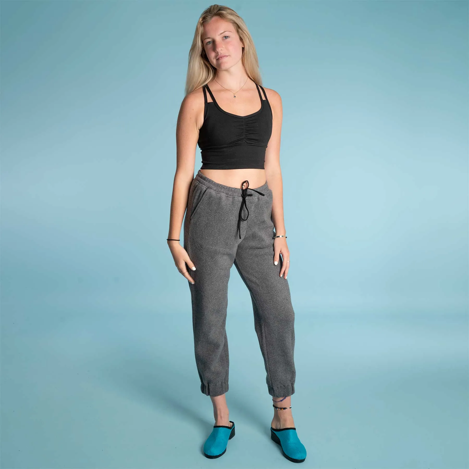 AMANDA 100% Organic Cotton Fleece Slim Jogger Pants For Women (With 100% Biodegradable Organic Elastic Option)