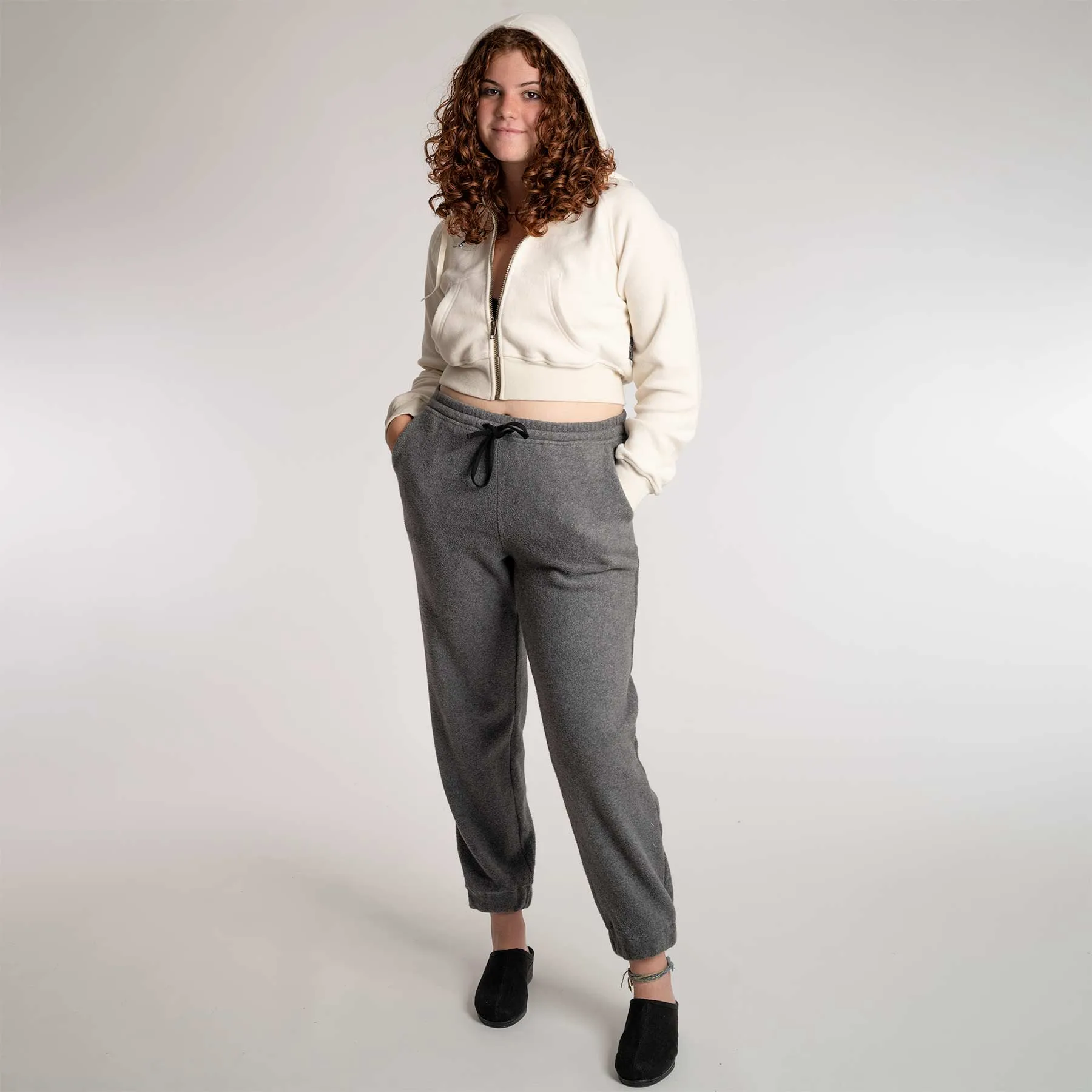 AMANDA 100% Organic Cotton Fleece Slim Jogger Pants For Women (With 100% Biodegradable Organic Elastic Option)