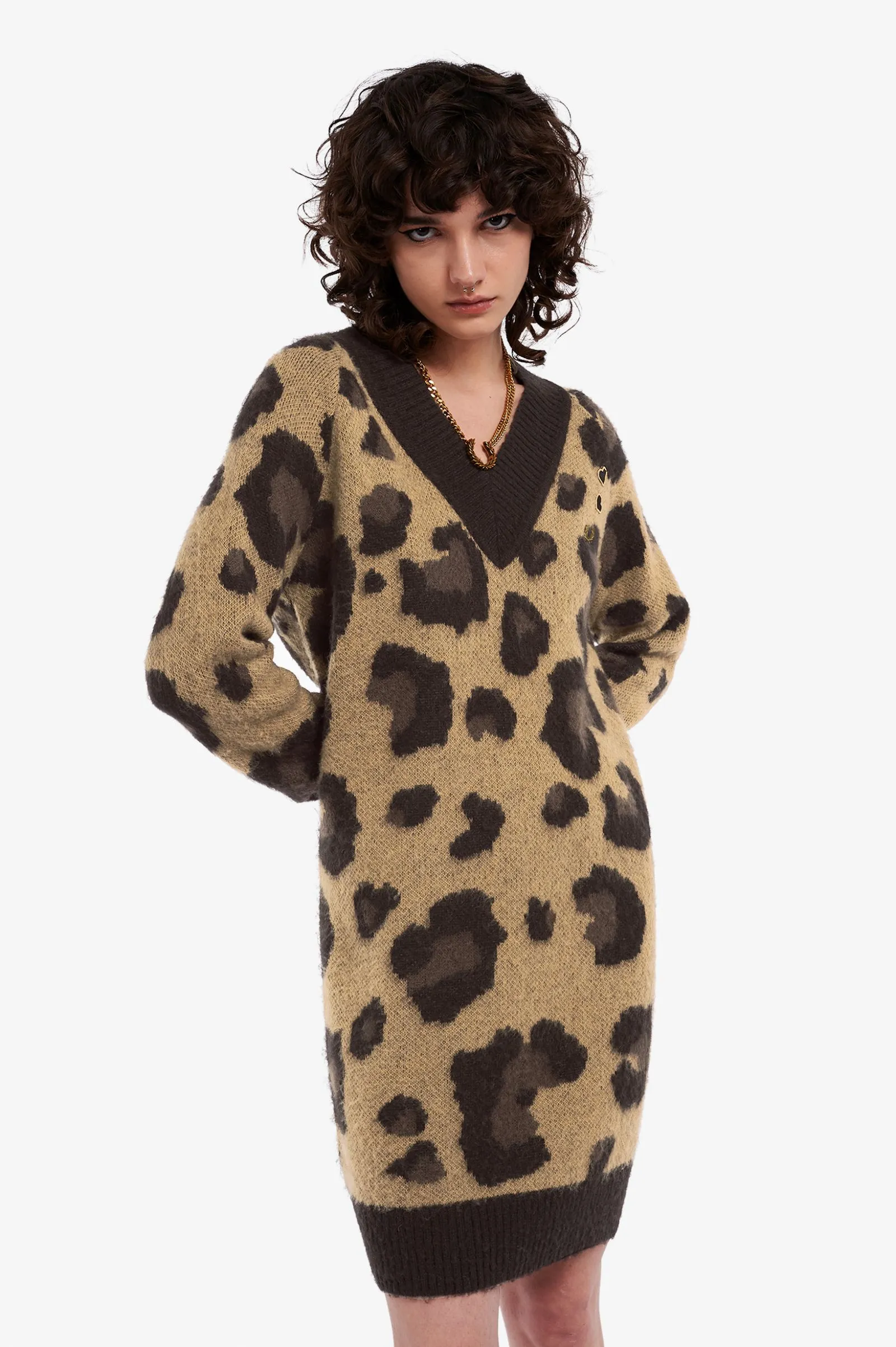 Amy Winehouse Leopard Knitted Dress