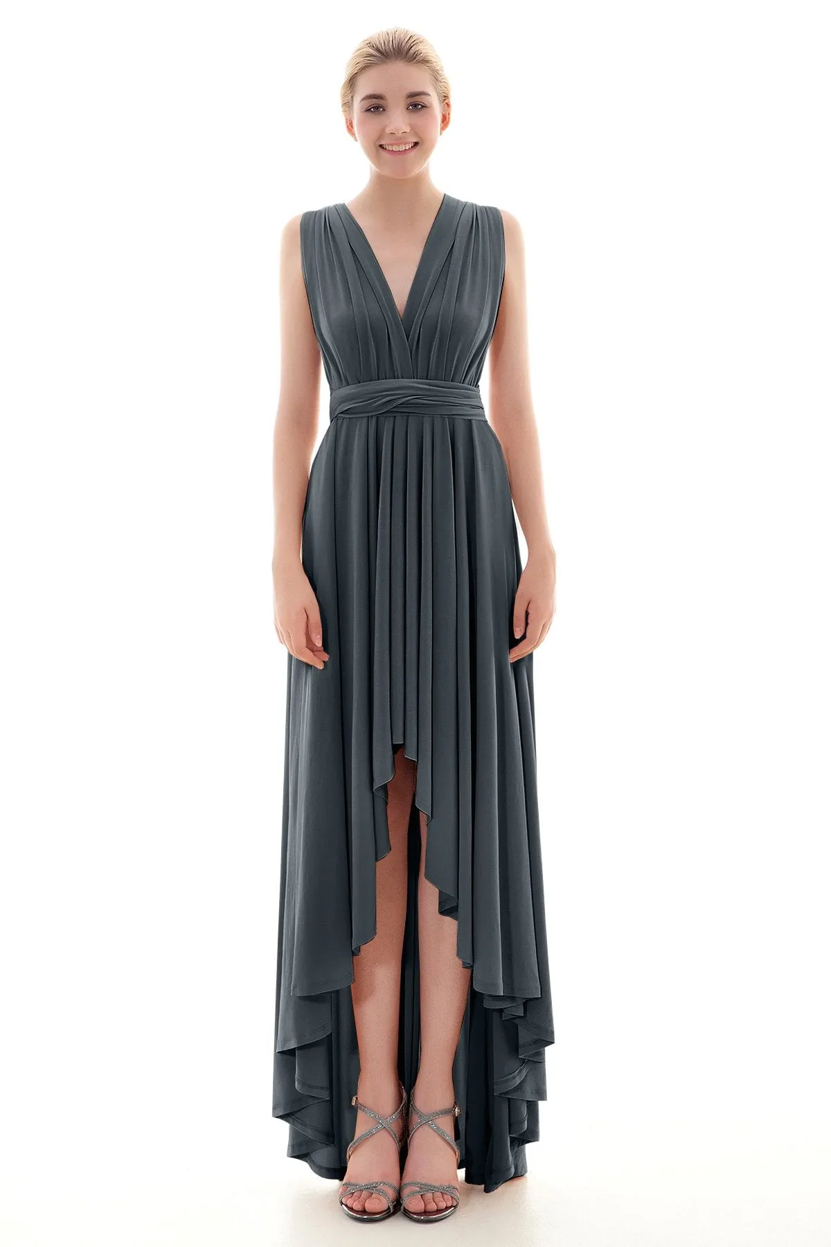 Asymmetrical High-Low Knitted Bridesmaid Dress COED16001