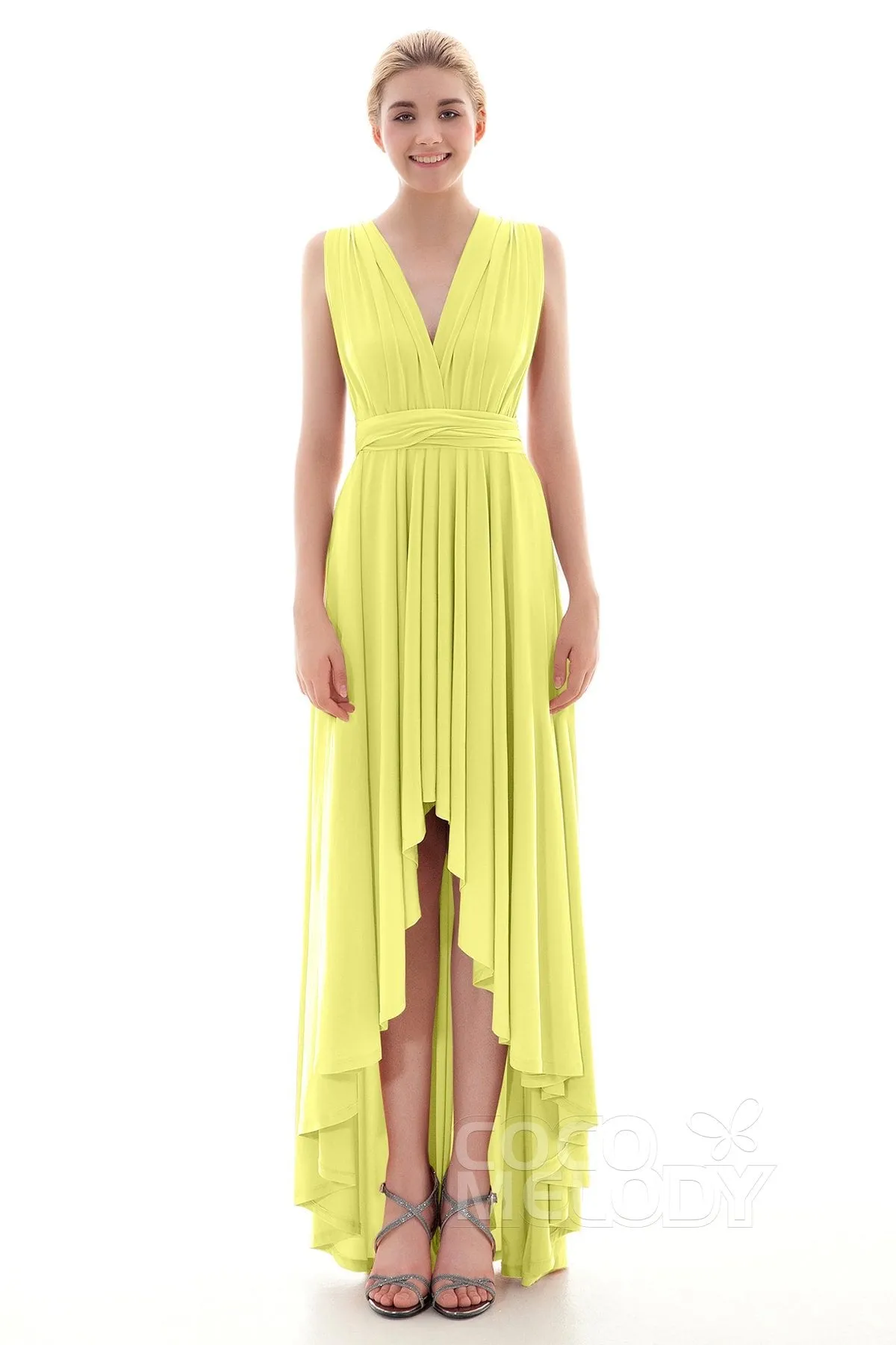 Asymmetrical High-Low Knitted Bridesmaid Dress COED16001