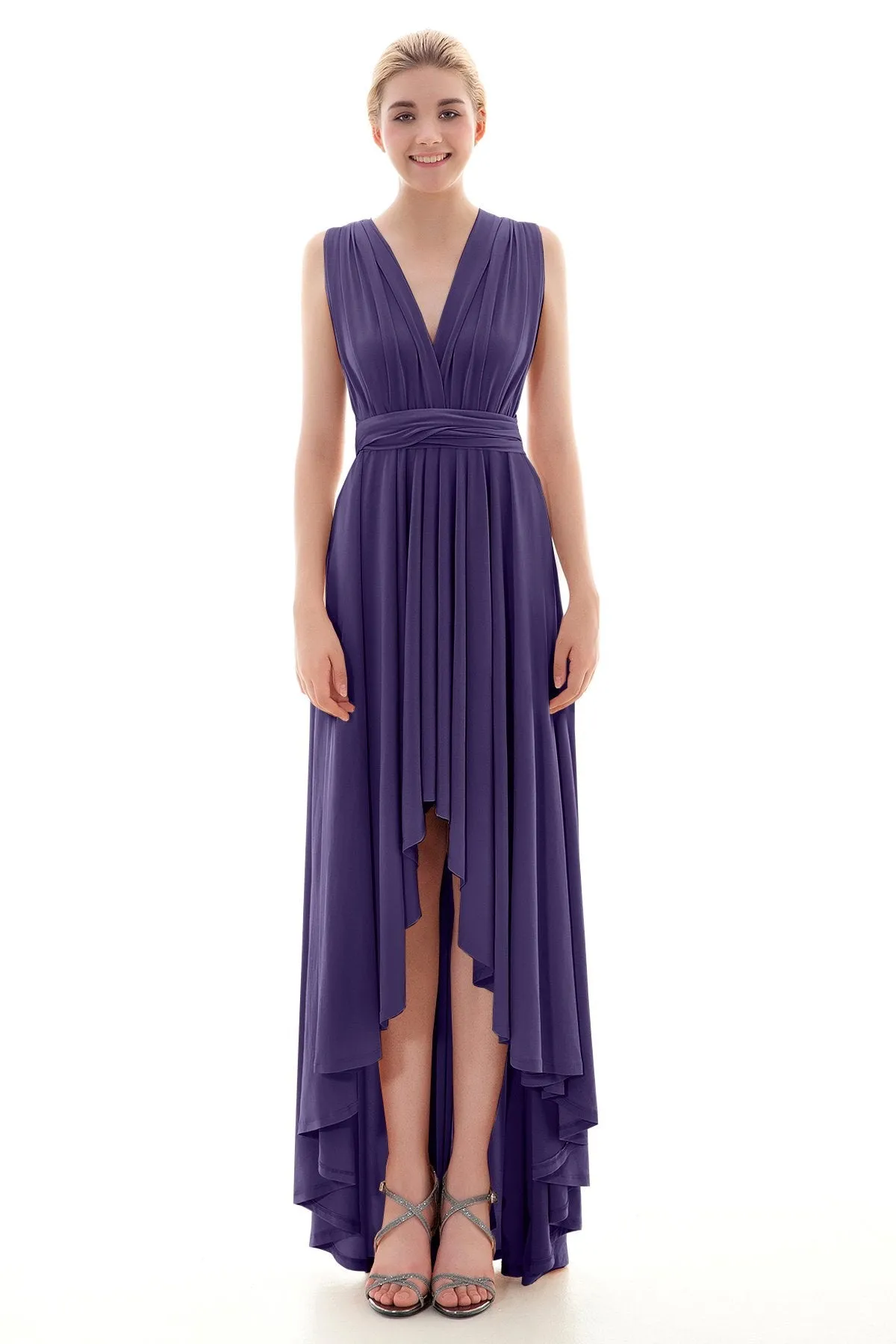 Asymmetrical High-Low Knitted Bridesmaid Dress COED16001