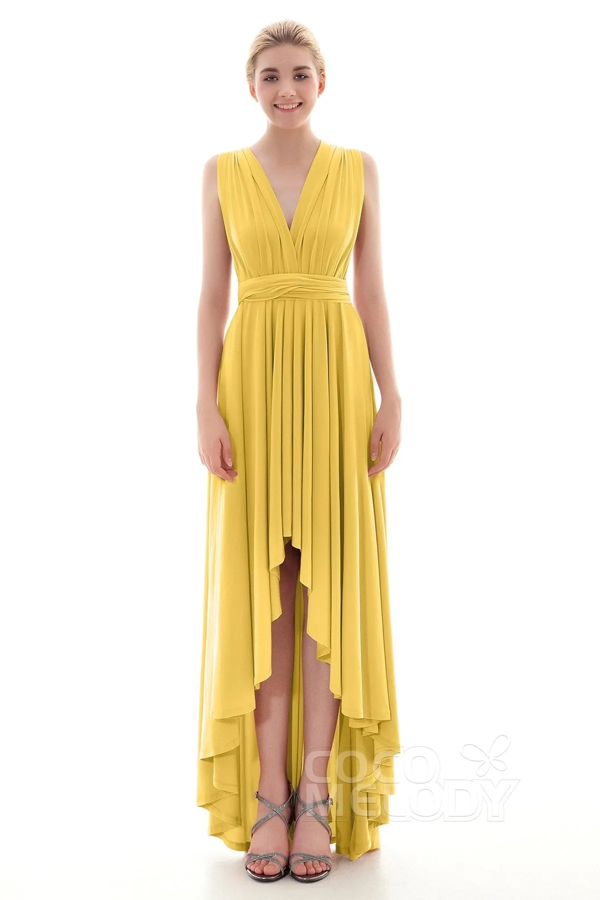 Asymmetrical High-Low Knitted Bridesmaid Dress COED16001