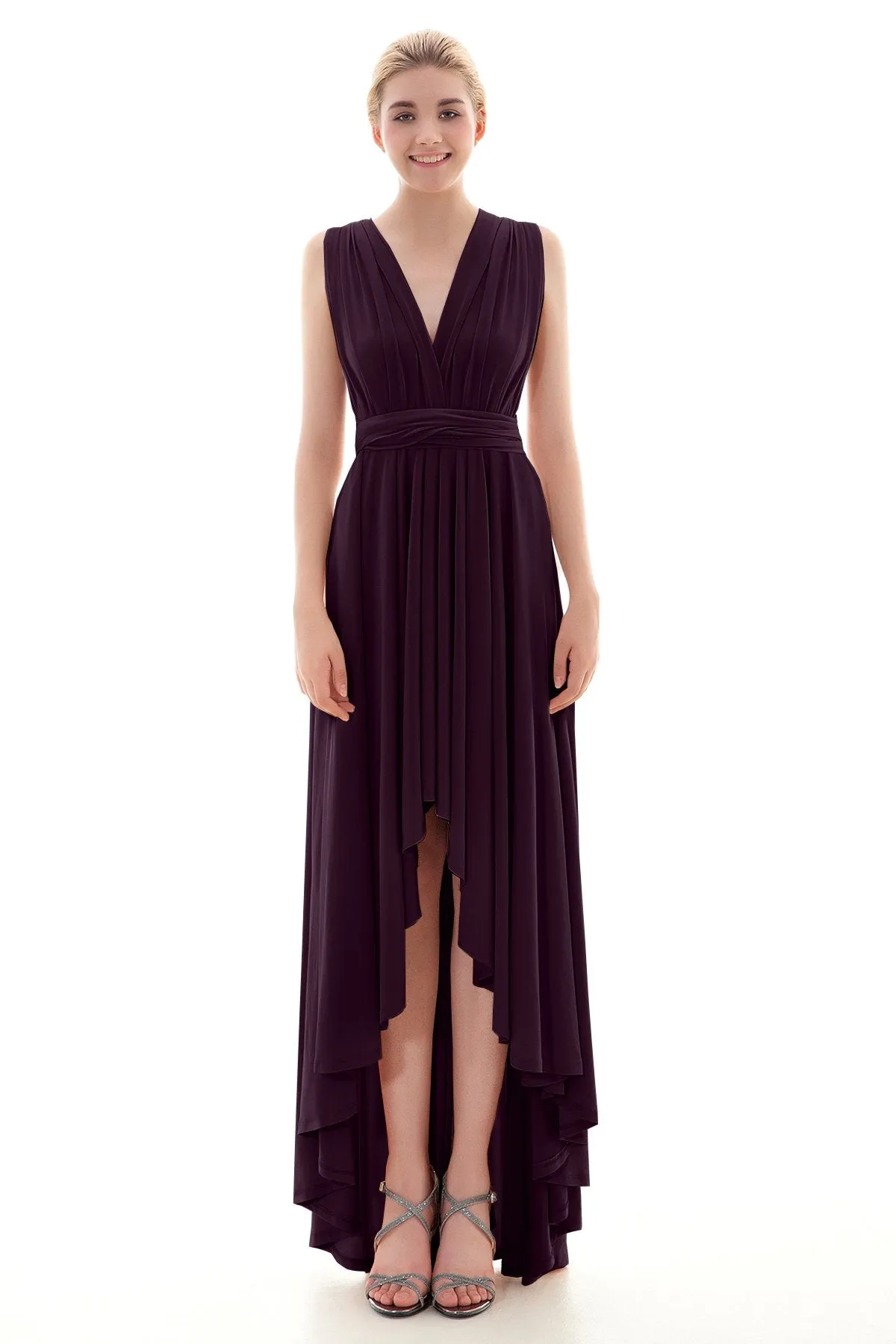 Asymmetrical High-Low Knitted Bridesmaid Dress COED16001