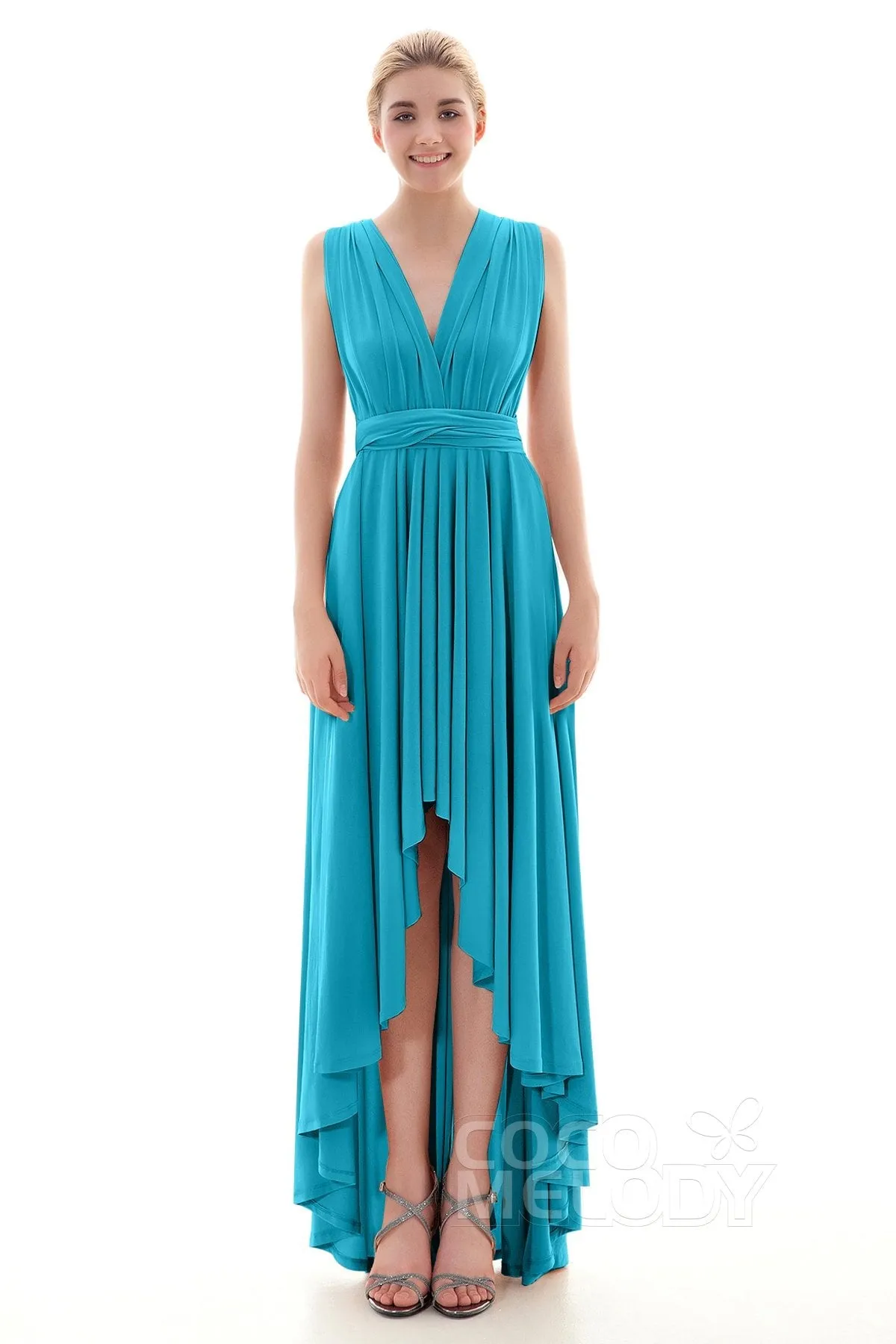 Asymmetrical High-Low Knitted Bridesmaid Dress COED16001