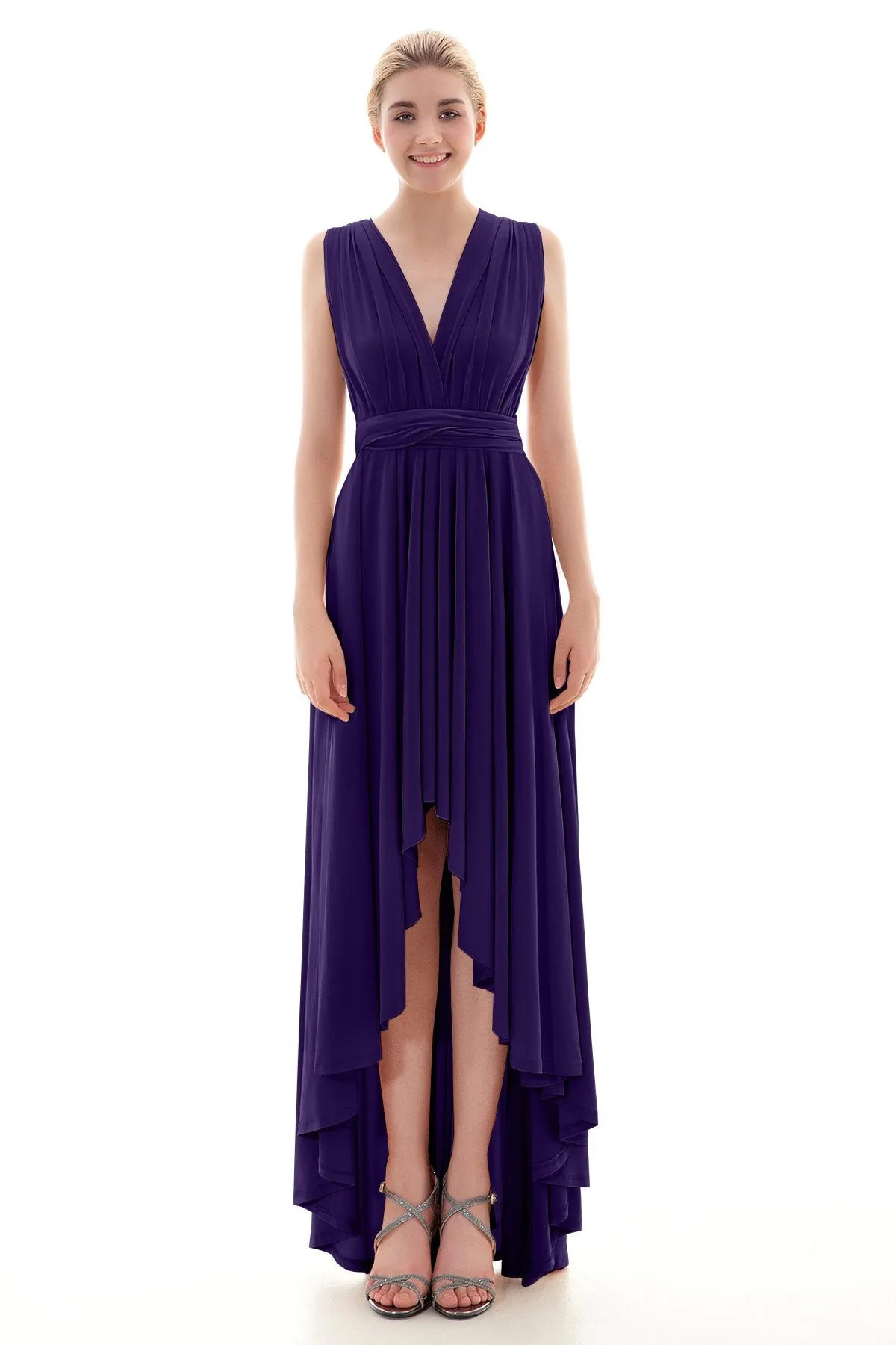 Asymmetrical High-Low Knitted Bridesmaid Dress COED16001