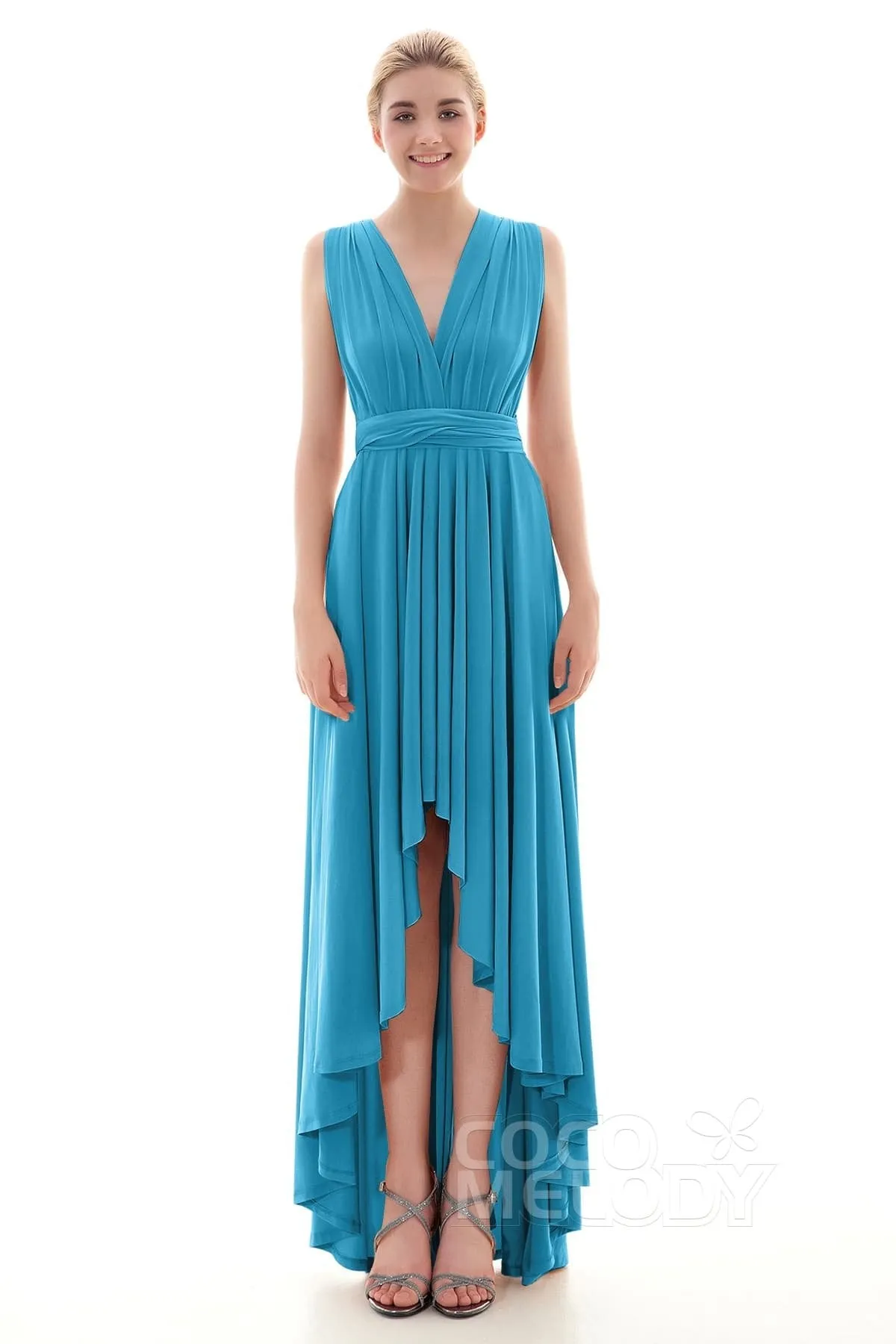 Asymmetrical High-Low Knitted Bridesmaid Dress COED16001