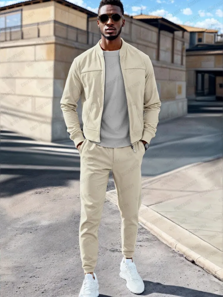 Athleisure Simple Jacket Pants Set