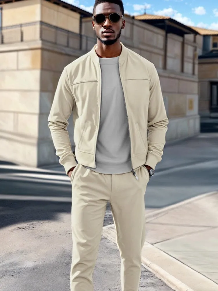 Athleisure Simple Jacket Pants Set