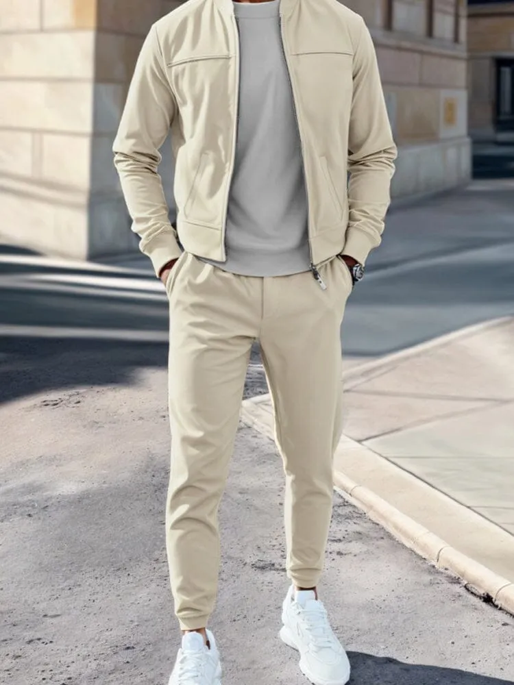 Athleisure Simple Jacket Pants Set