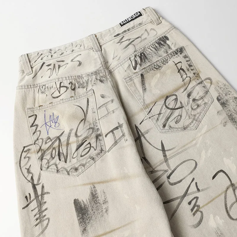 Balenciaga Graffiti Denim Pants