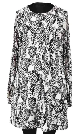 Basic Pineapple Korean Printed Tunic With Pockets