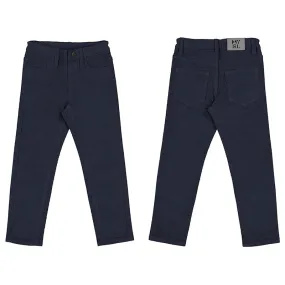 Basic Slim Fit Cord Pants-Navy