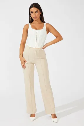 Beige Slim Pants High Rise Workwear