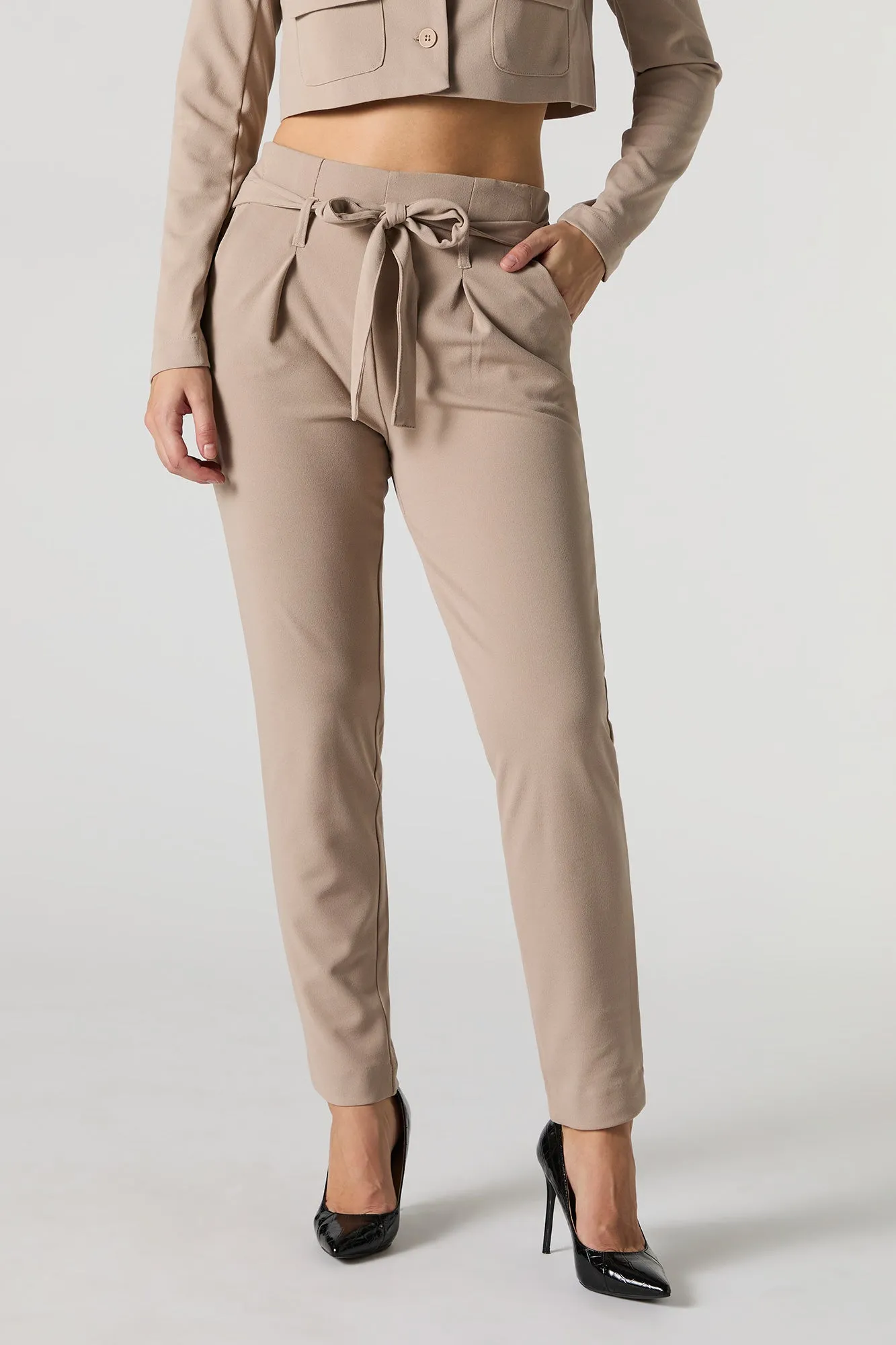 Belted Slim Dress Pant