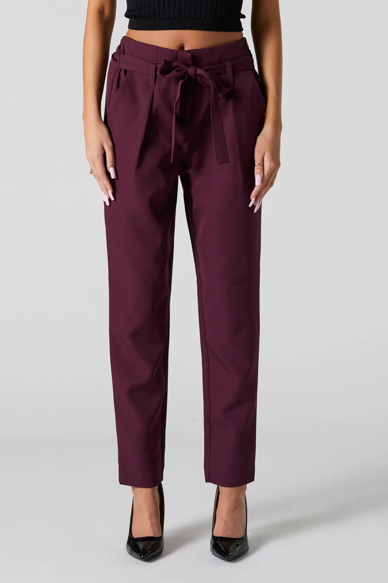 Belted Slim Dress Pant