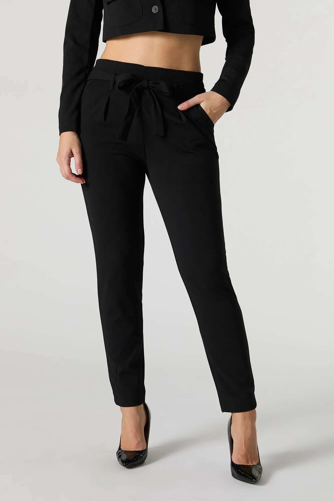 Belted Slim Dress Pant