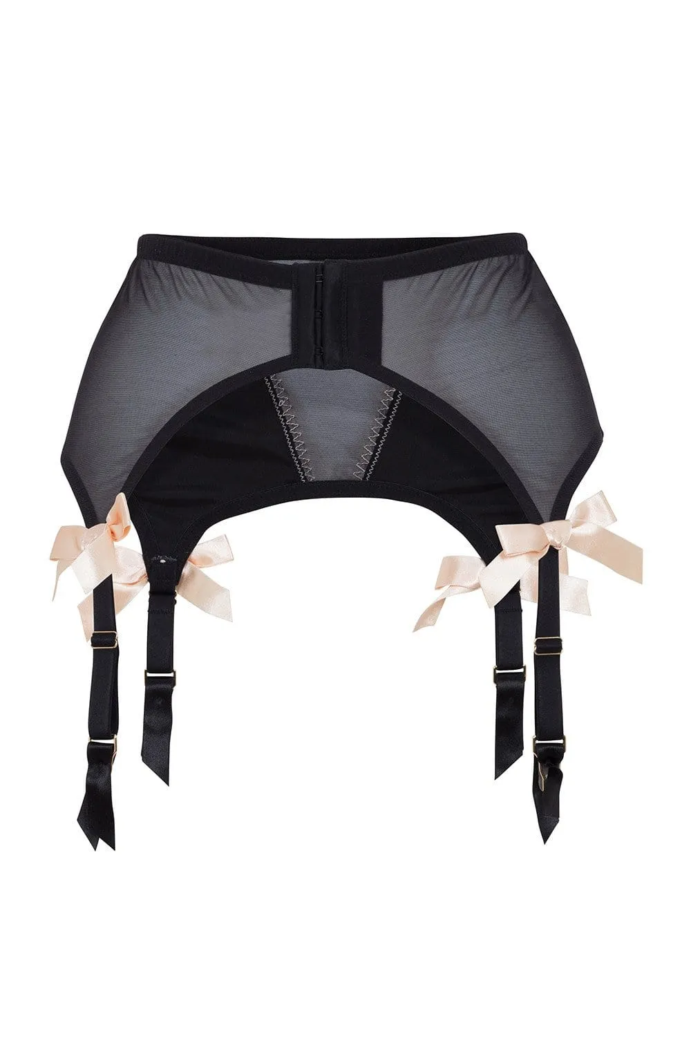 Bettie Page Black/Peach 4 Strap Suspender Belt