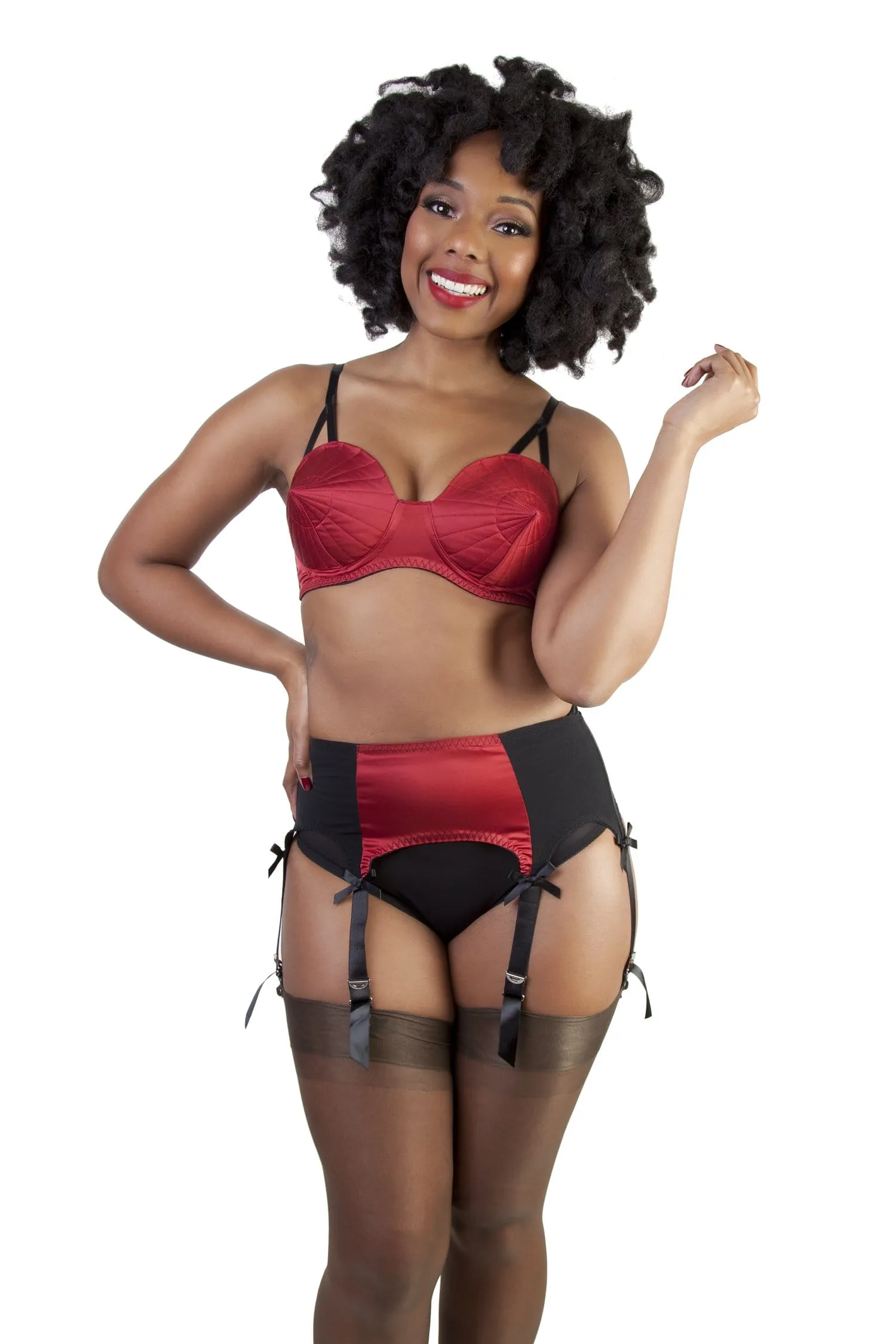 Bettie Page Dark Red Classic Suspender Belt