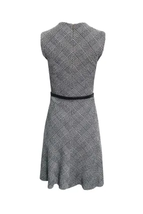 Black & White Knitted Tank Dress With Belt