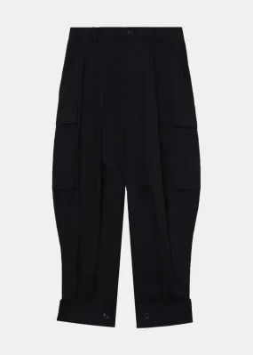 Black Cuffed Hem Cargo Pants