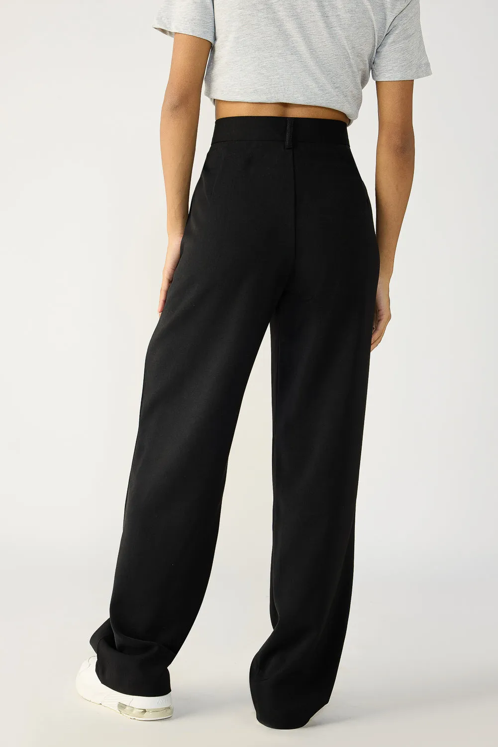 Black Double Pleated Korean Pants