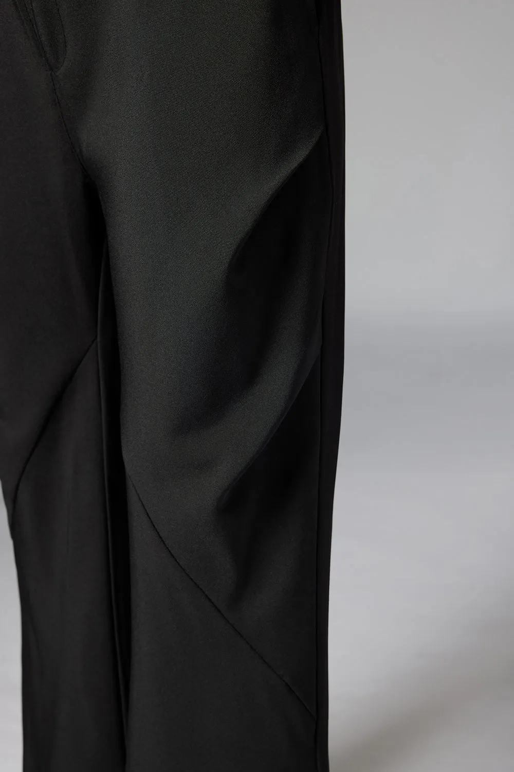 Black Panelled Bootcut Korean Pants