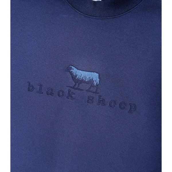 Black Sheep Embroidered OG Logo Heavy Weight Crewneck Sweatshirt Midnight Blue