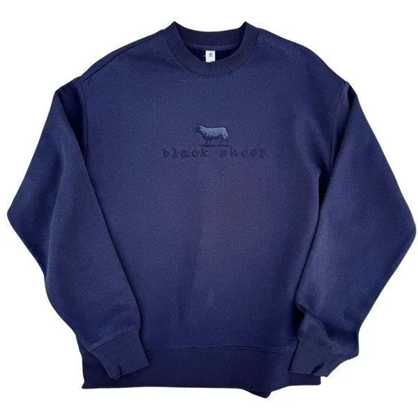 Black Sheep Embroidered OG Logo Heavy Weight Crewneck Sweatshirt Midnight Blue