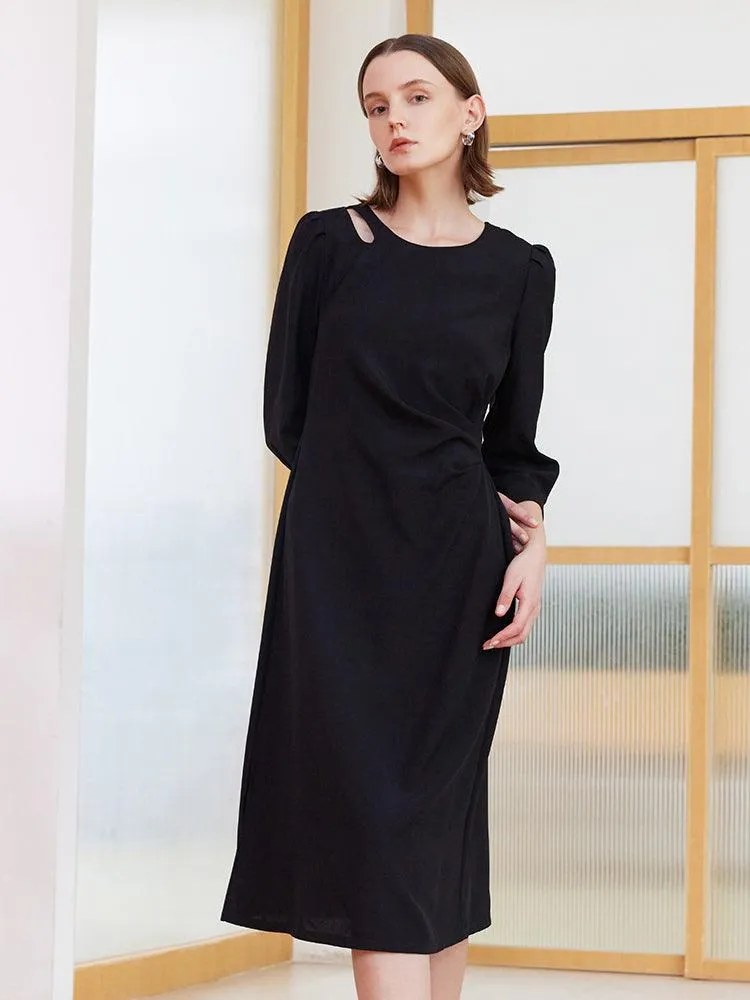 Black Slim A-shape Dress