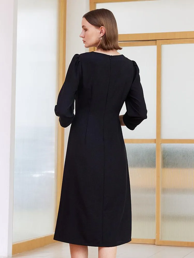 Black Slim A-shape Dress