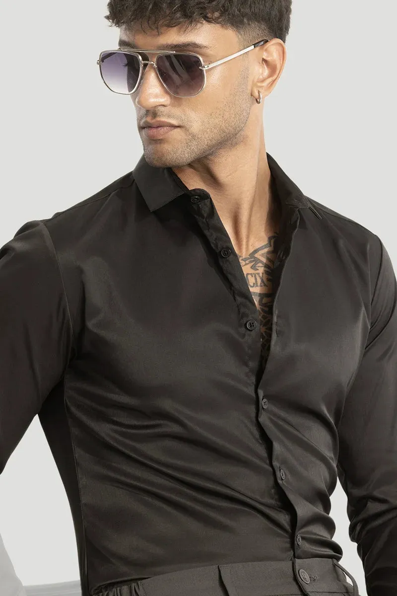 Black Slim Fit Stretch Shirt