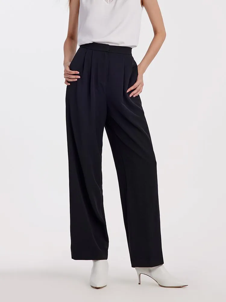 Black Straight Full Length Pants