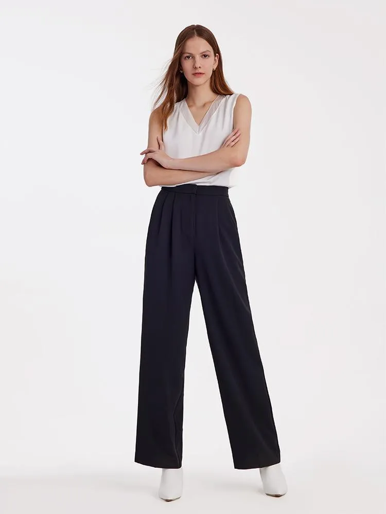 Black Straight Full Length Pants