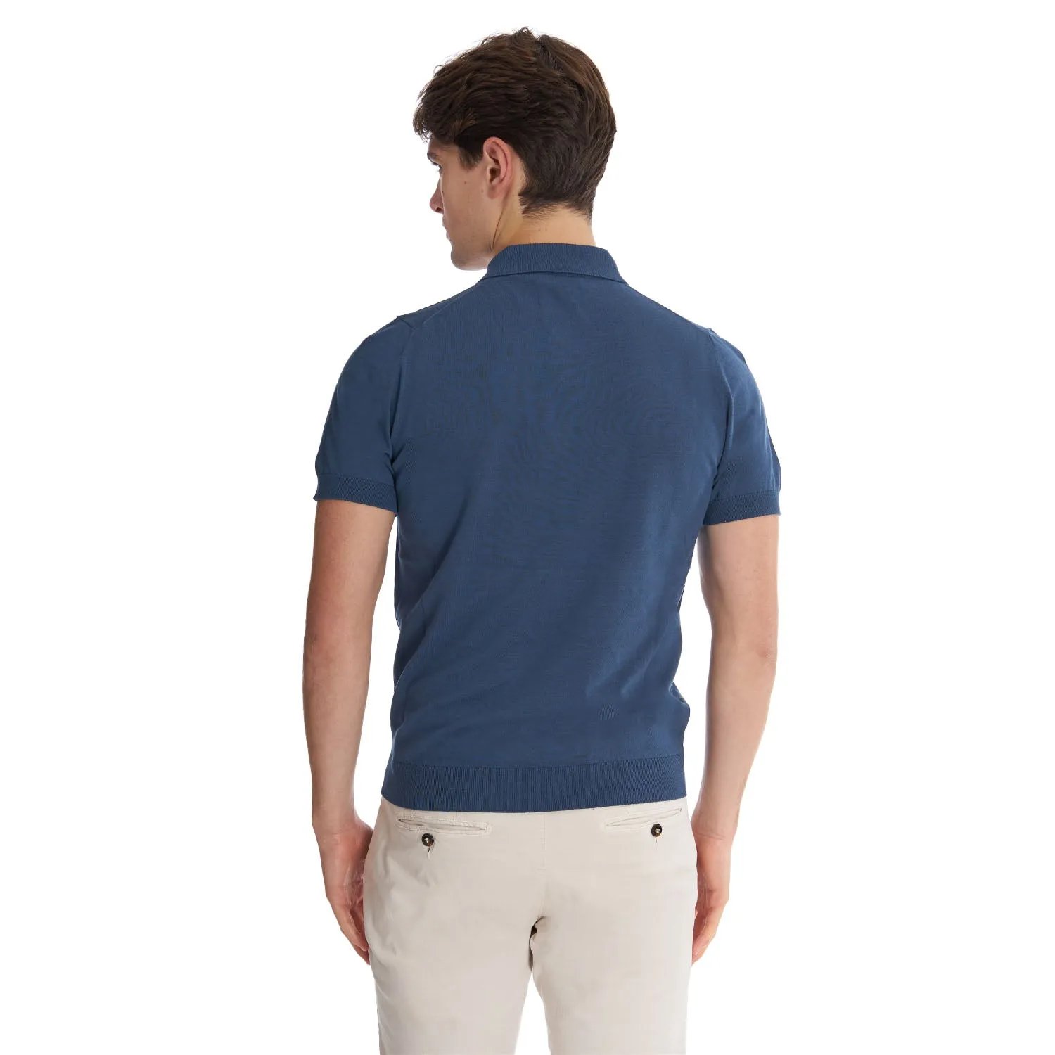 BLUE SHORT SLEEVE KNITTED POLO