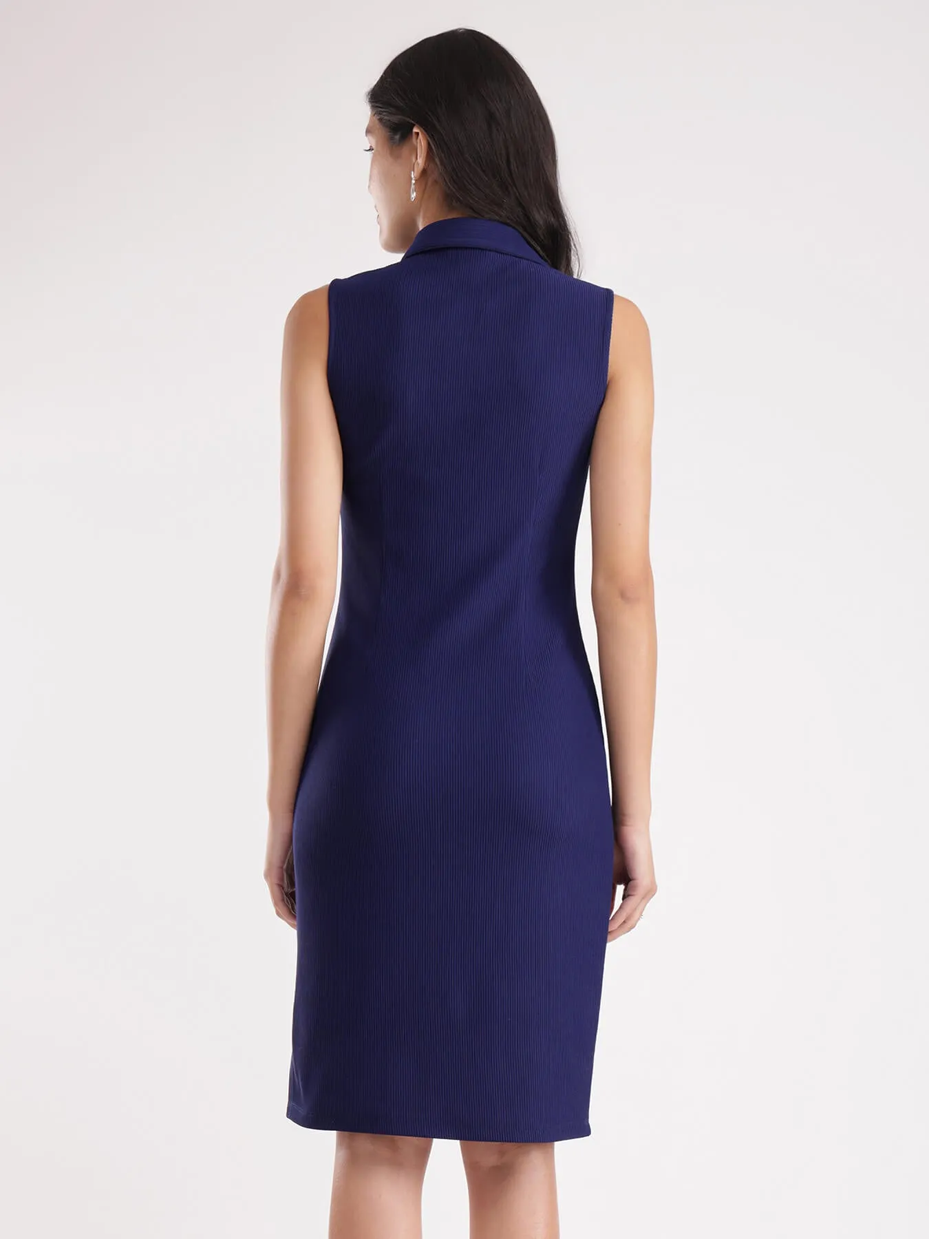 Bodycon Knitted Dress - Navy Blue