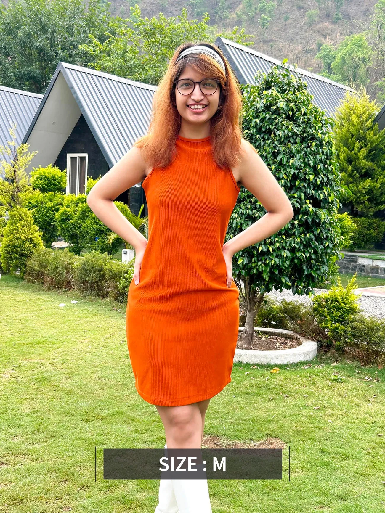 Bodycon Knitted Dress - Orange