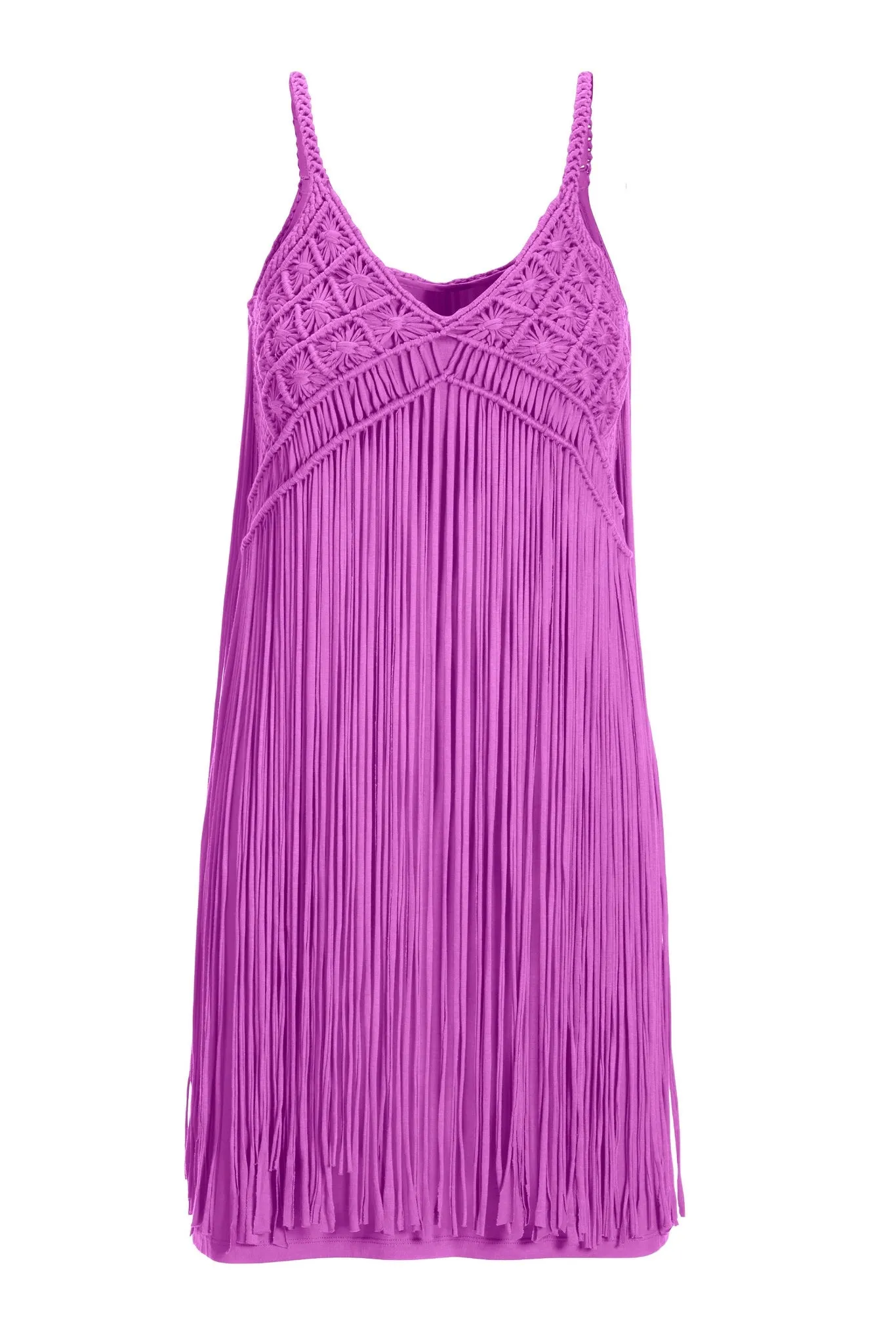 Boho Fringe Short Dress Iris Orchid