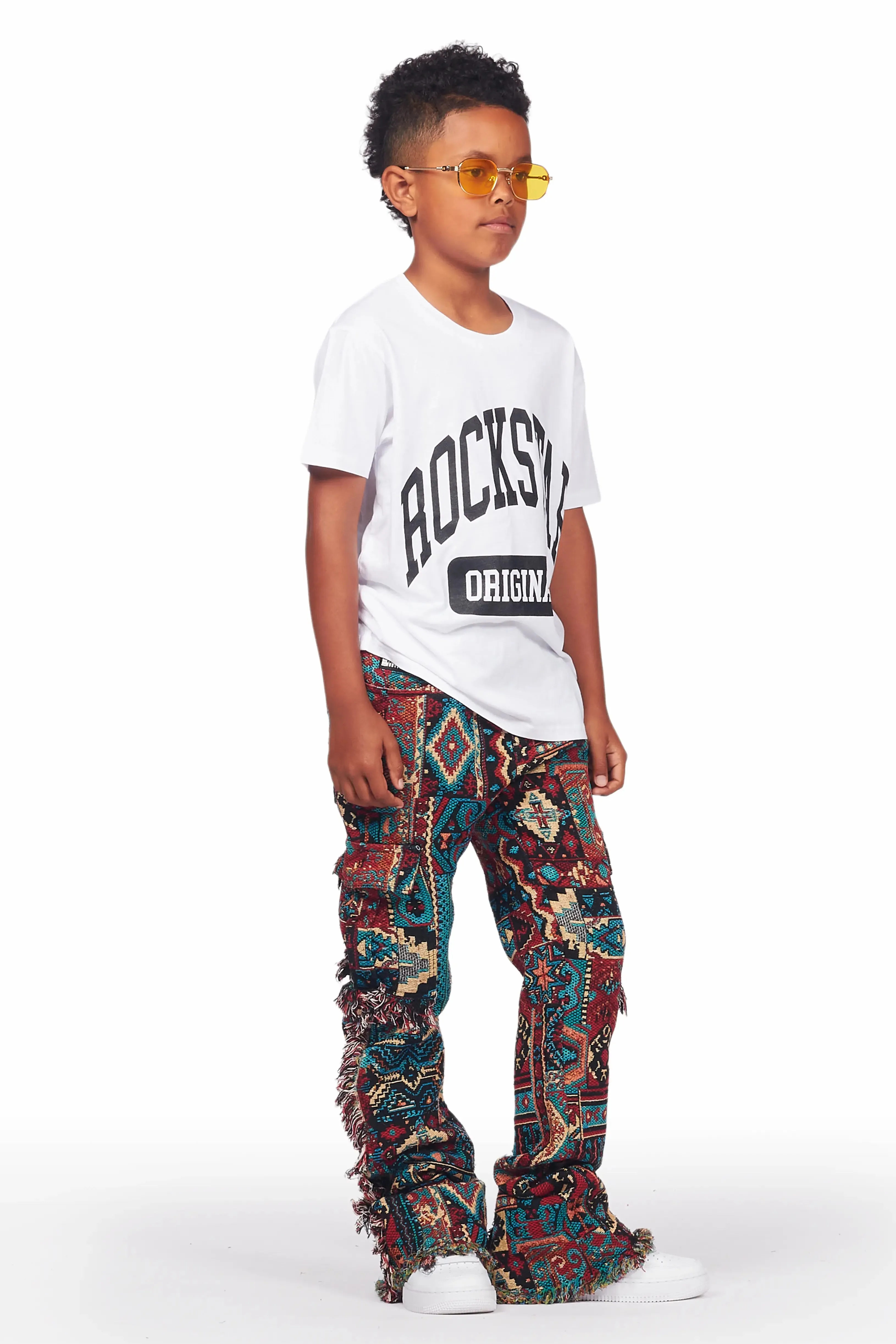 Boys Ayami Red Slim Flare Pants