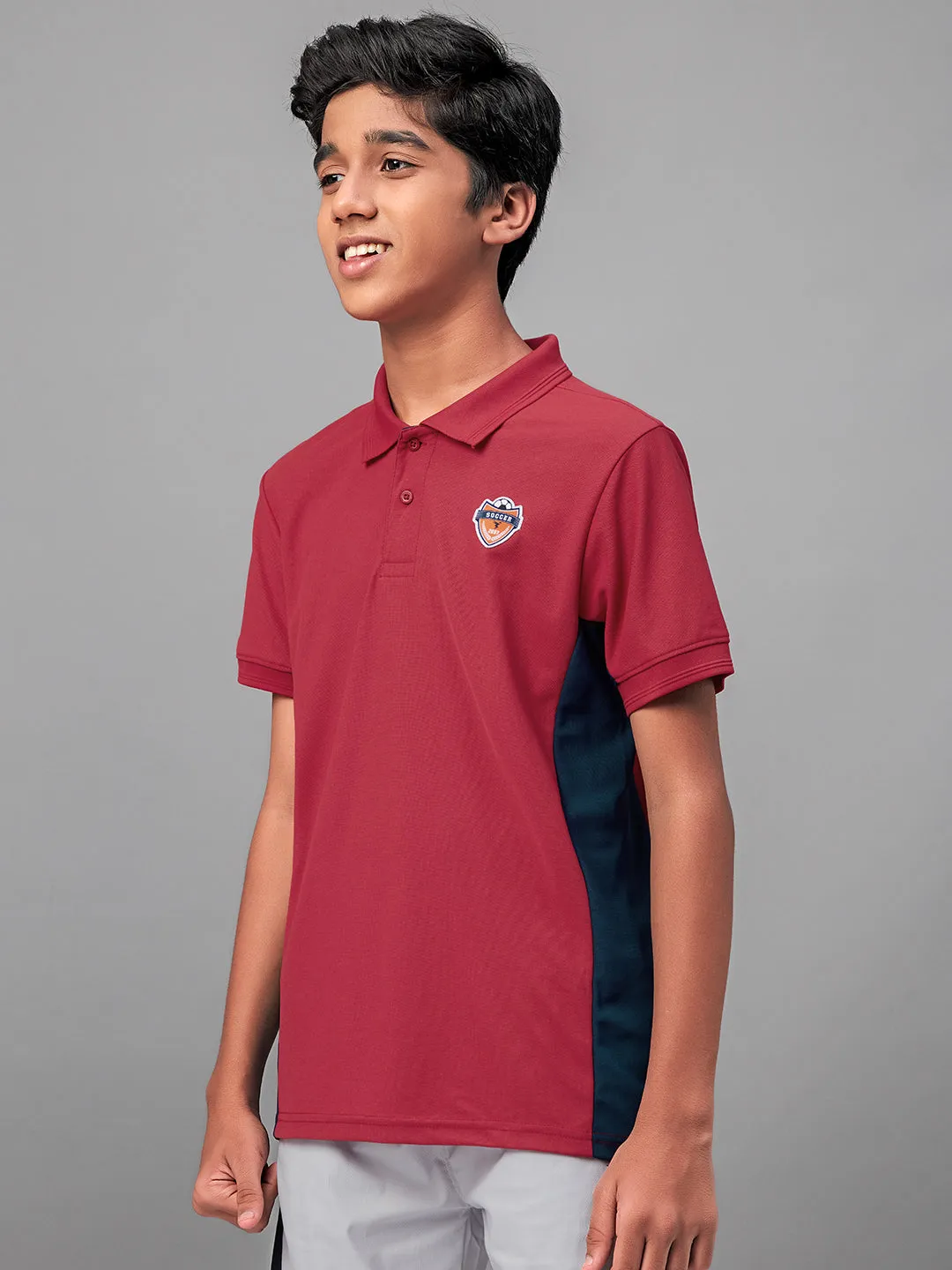 Boys Solid Slim Fit Polo Sports T-shirt with MATPIQ