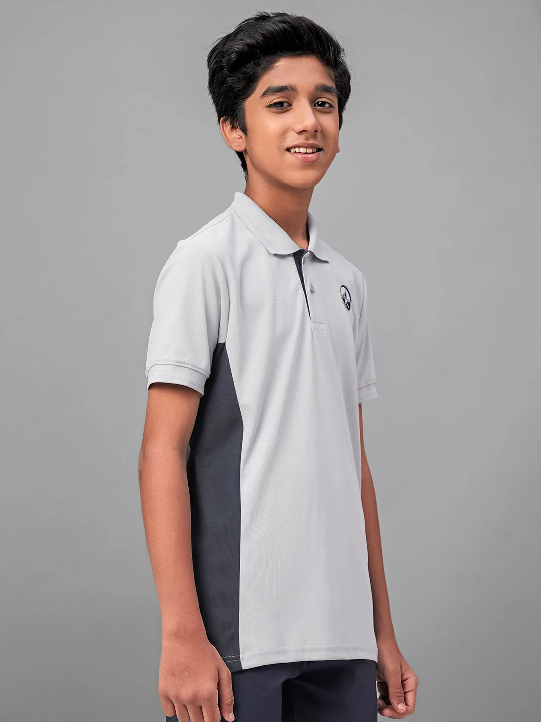 Boys Solid Slim Fit Polo Sports T-shirt with MATPIQ