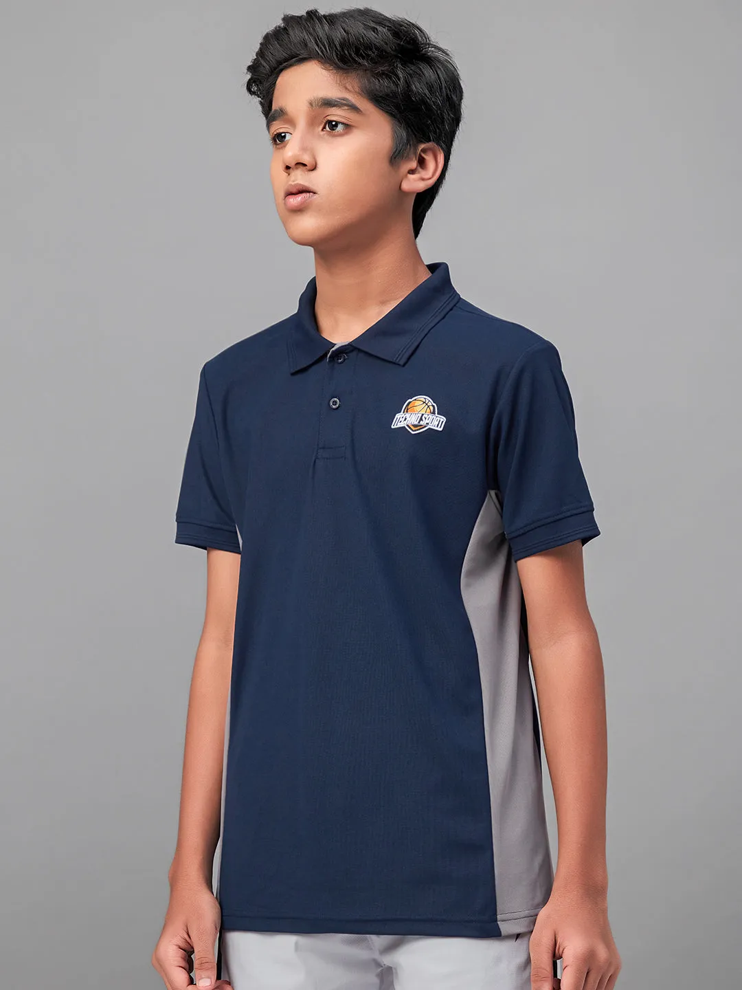 Boys Solid Slim Fit Polo Sports T-shirt with MATPIQ