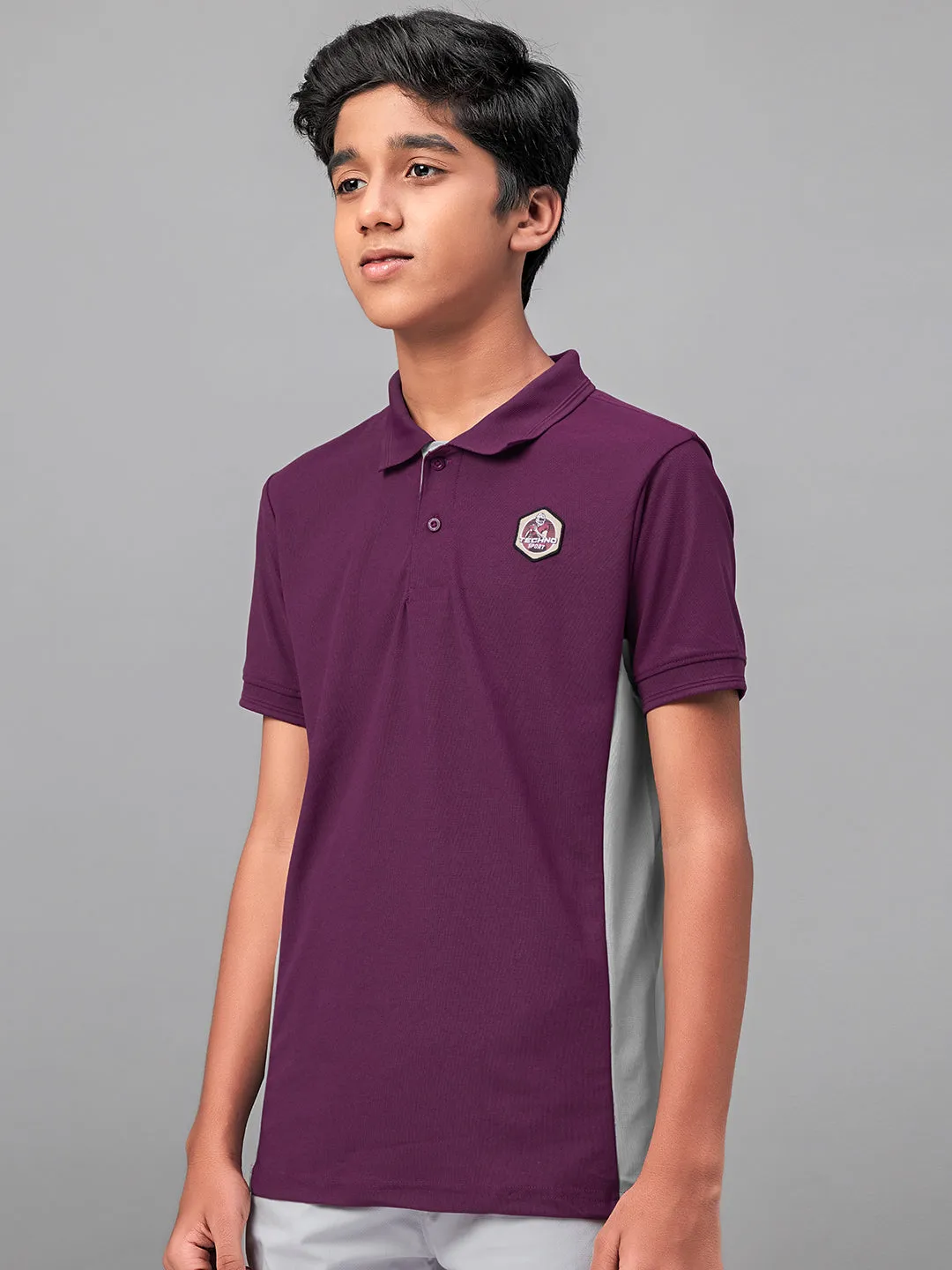 Boys Solid Slim Fit Polo Sports T-shirt with MATPIQ